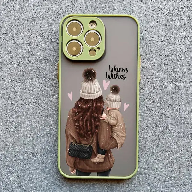 Super Mom Baby Girl Son Phone Case for Iphone 13 12 11 Pro Max Mini 17 16 14 15 Pro Max plus X XS XR 16 15 plus Cartoon Covers
