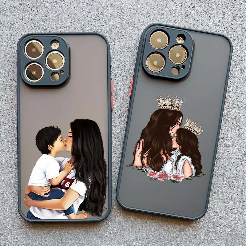 Super Mom Baby Girl Son Phone Case for Iphone 13 12 11 Pro Max Mini 17 16 14 15 Pro Max plus X XS XR 16 15 plus Cartoon Covers