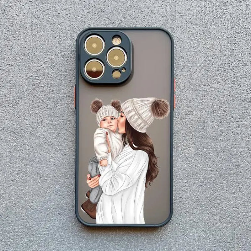 Super Mom Baby Girl Son Phone Case for Iphone 13 12 11 Pro Max Mini 17 16 14 15 Pro Max plus X XS XR 16 15 plus Cartoon Covers