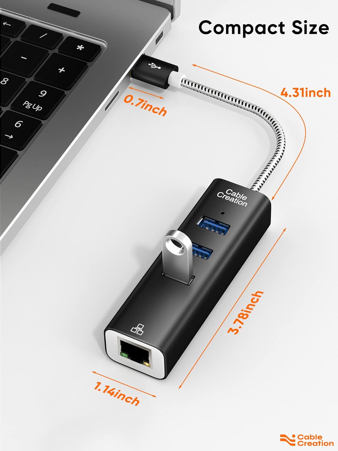 USB 3.0 Hub with Gigabit Ethernet – Aluminium