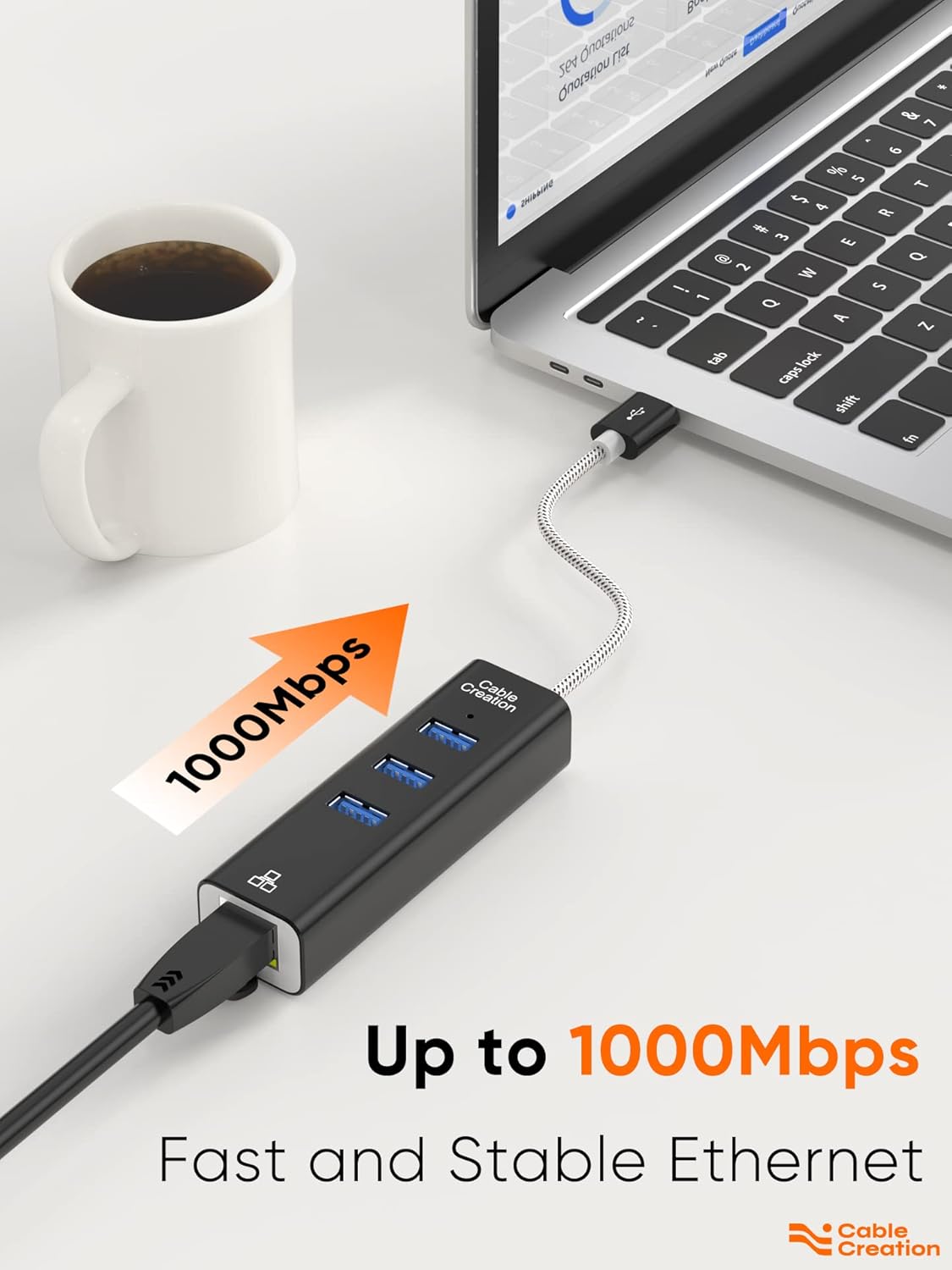 USB 3.0 Hub with Gigabit Ethernet – Aluminium
