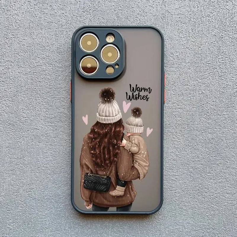 Super Mom Baby Girl Son Phone Case for Iphone 13 12 11 Pro Max Mini 17 16 14 15 Pro Max plus X XS XR 16 15 plus Cartoon Covers