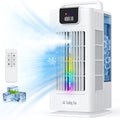 Air cooler, LED display, 4 wind levels, 3 spray levels, 2 litre water tank, 120 ° wide angle outlet, LED lighting, timer (1-8 hours), low noise touch operation, portable White