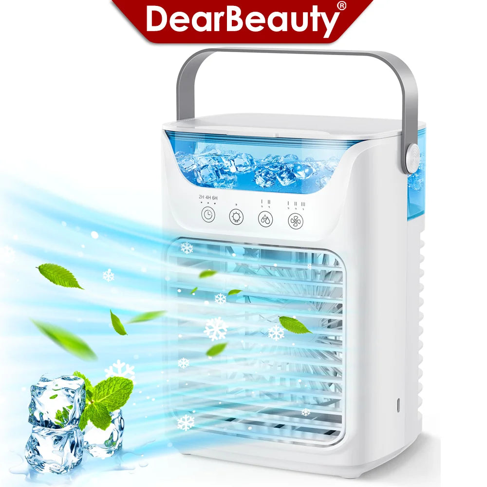 3-in-1 Mini Air Cooler – Fan, Humidifier & LED Night Light with Timer