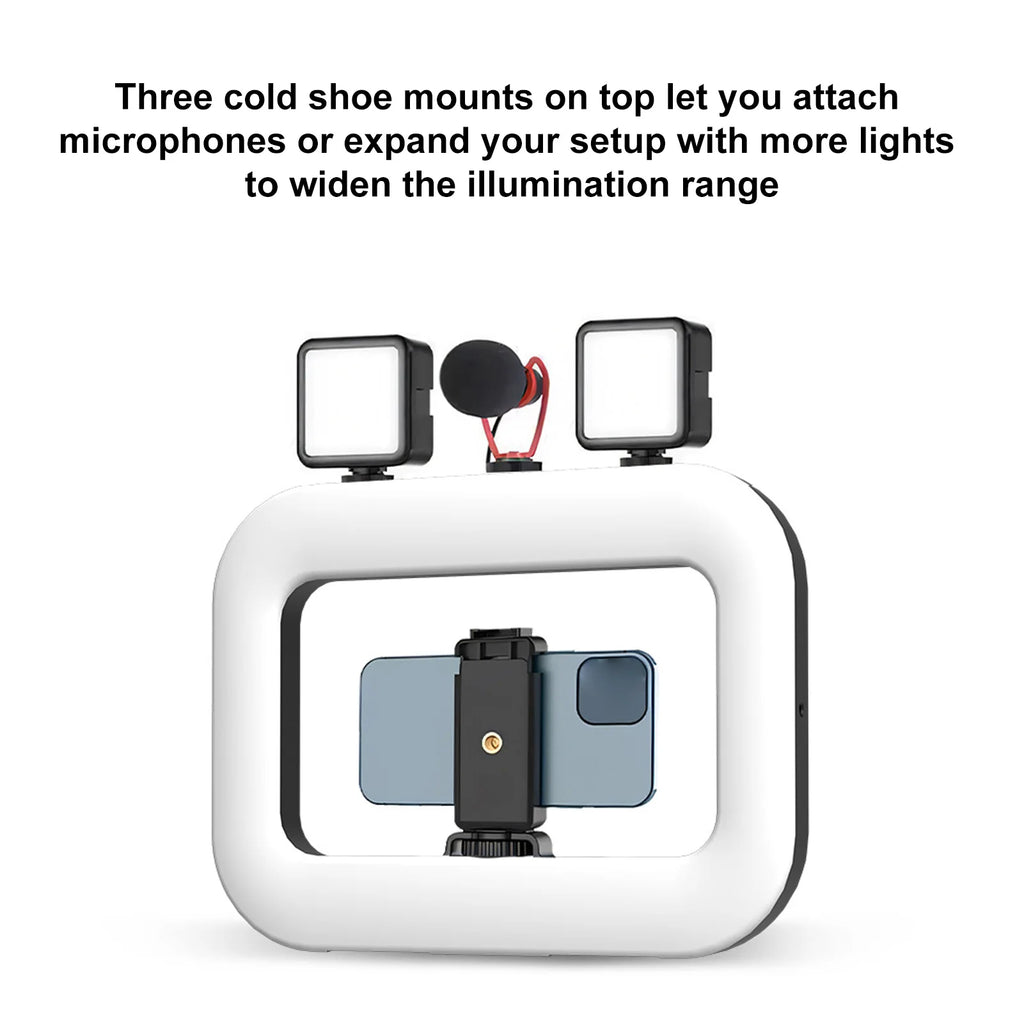 Handheld Rings Selfie Light Rechargeable Cell Phone Light Handheld Phone Stabilizer with Phones Holder for Video Recording