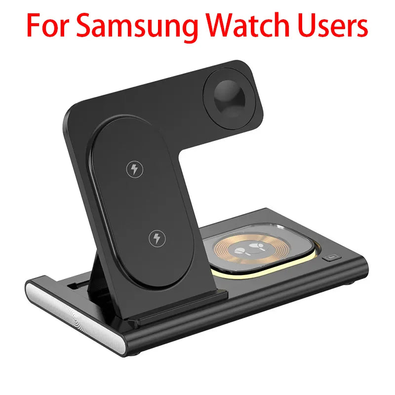 Foldable 3 In 1 Wireless Charger Stand Pad Desktop Fast Charging Station For iPhone 17 16 15 14 13 Samsung Apple Watch Airpods