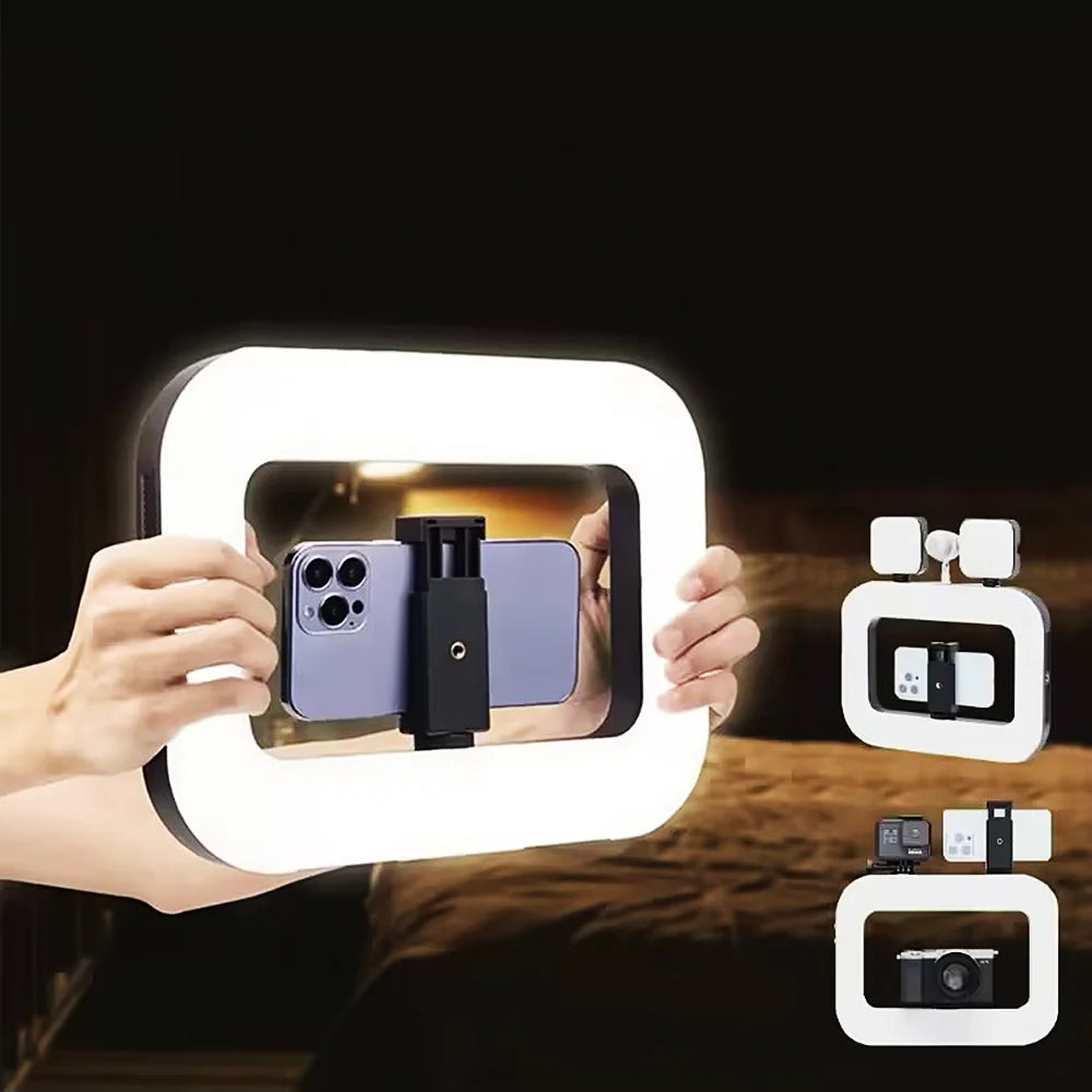 Roreta Handheld Ring LED Rechargeable Portable Mobile Phone Live Broadcast Photography Desktop Rabbit Cage Selfie fill Light