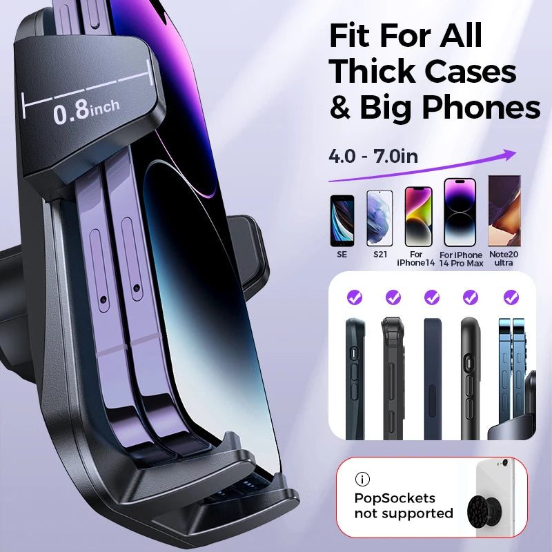 Joyroom Military-Grade Car Phone Holder — Air Vent Mount for Large Phones & Thick Cases