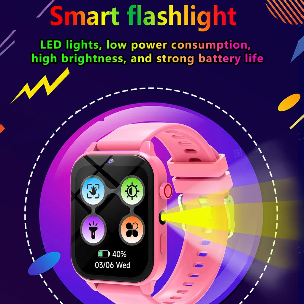 Camera Smart Watch Kids Waterproof Flashlight 12 Games Alarm Reminders Sleep Monitoring Pedometer Children Boy Girl Watches Gift