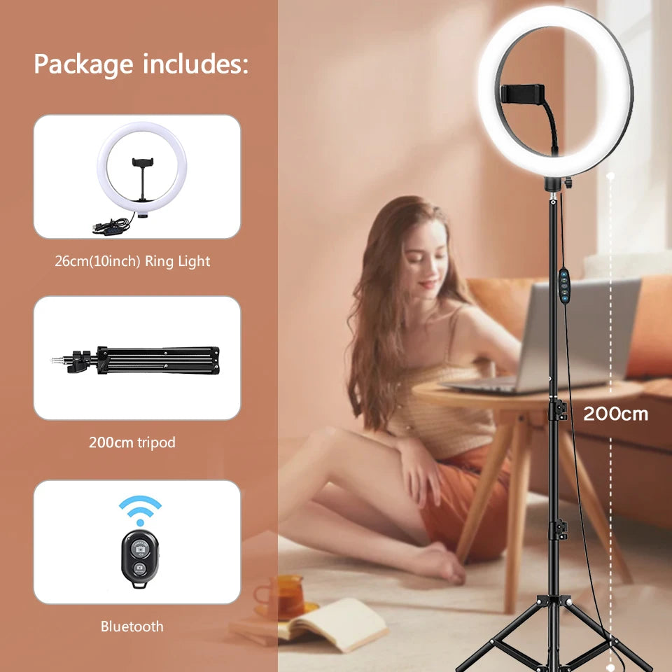 LED Photography Fill Lighting with Tripod Stand Camera Photo Studio Circle Led Selfie Ring Light Phone Lamp Video  Youtube