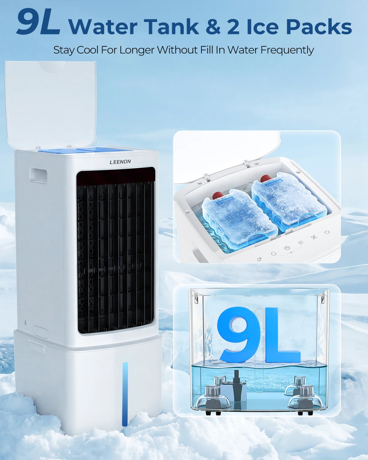 Tower Air Cooler with Remote Control – 9L Tank & 12H Timer