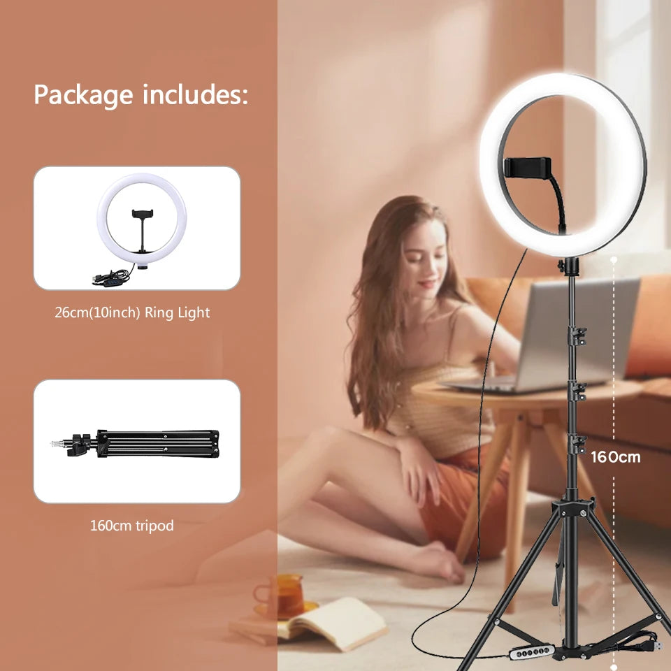 LED Photography Fill Lighting with Tripod Stand Camera Photo Studio Circle Led Selfie Ring Light Phone Lamp Video  Youtube