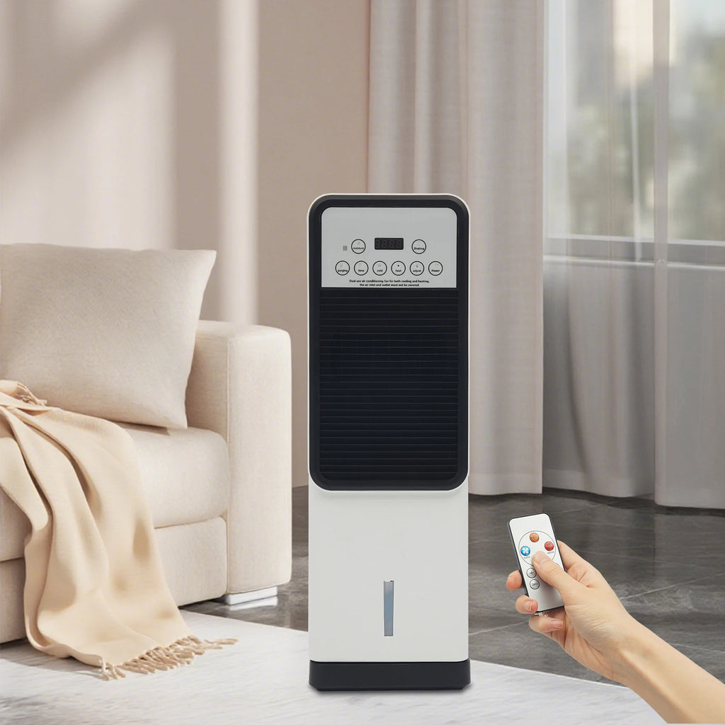 Smart Cooling & Heating Air Conditioner Fan, 3-Speed Ice Pack Cooling + 2-Heating PTC Ceramic, 3.15L Humidifier & Air Purifier