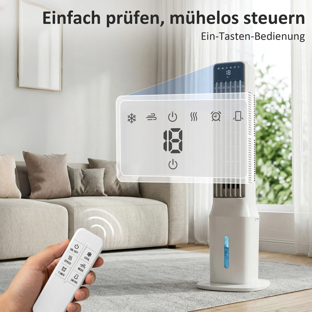 Portable Air cool, 3-in-1 Evaporative Air cool with 9L Water Tank, 48 ° Oscillation, 3 Speeds, 3 Modes, White