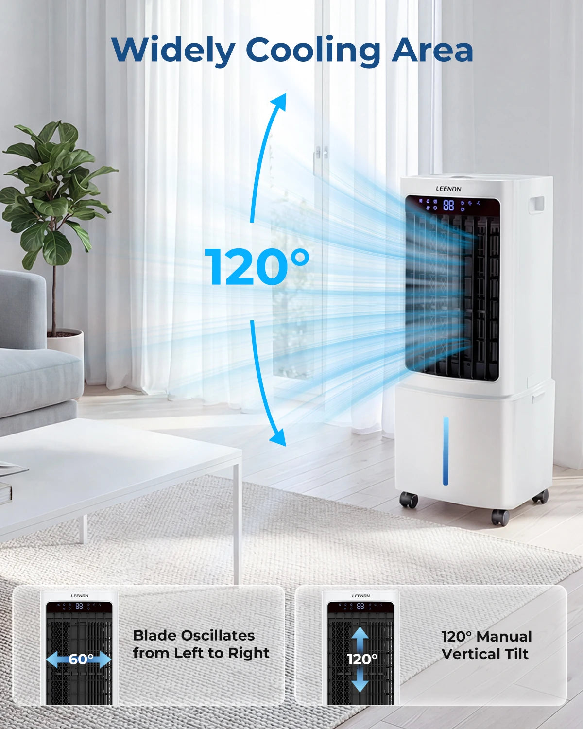 Tower Air Cooler with Remote Control – 9L Tank & 12H Timer