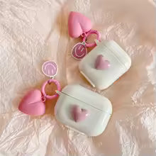 Retro Beige AirPods Case with Keychain – Bear & Cherry Design for Pro 1/2/3