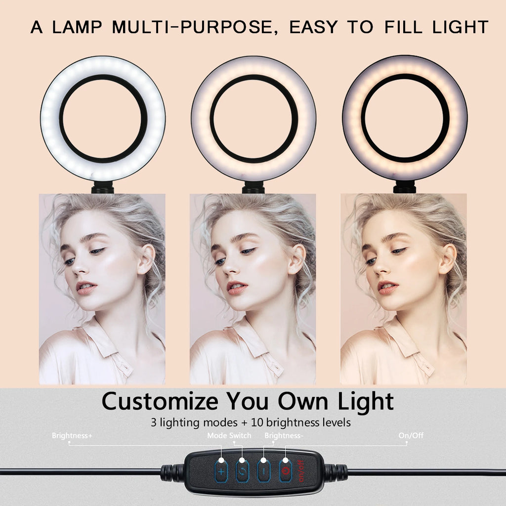LED Photography Fill Lighting with Tripod Stand Camera Photo Studio Circle Led Selfie Ring Light Phone Lamp Video  Youtube