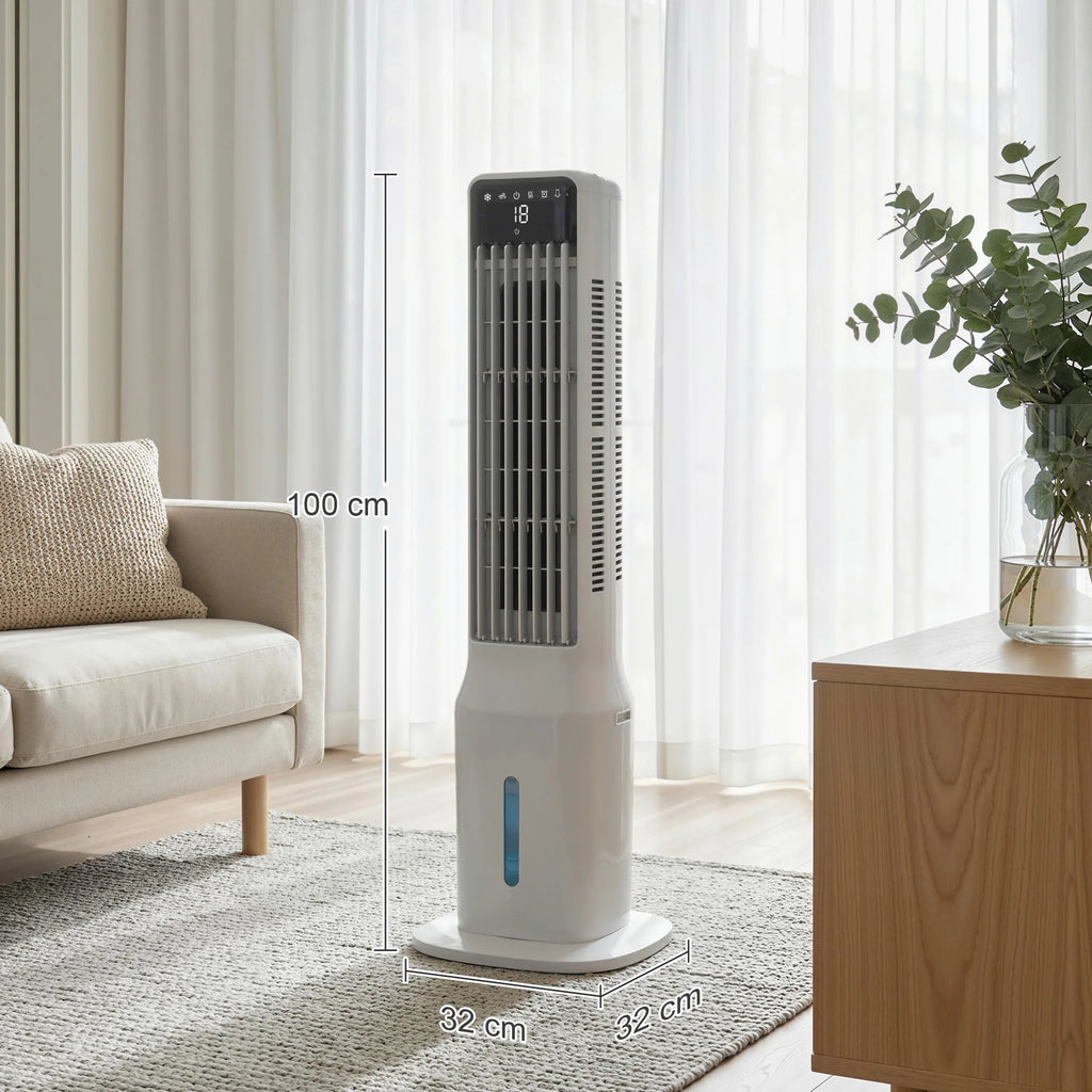 Portable Air cool, 3-in-1 Evaporative Air cool with 9L Water Tank, 48 ° Oscillation, 3 Speeds, 3 Modes, White