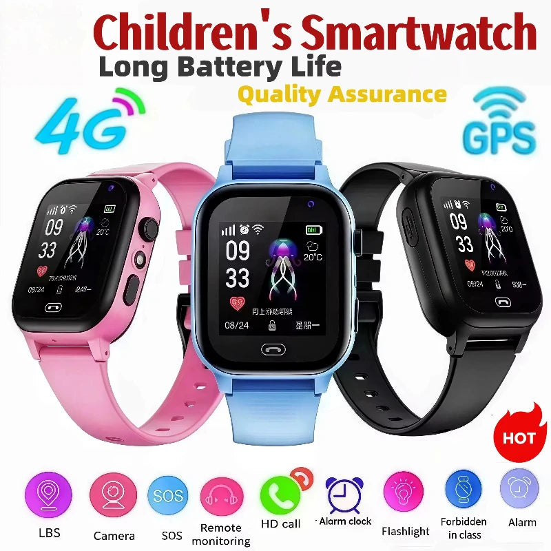 Lenovo Kids Smart Watch SOS Wifi GPS Location Video Call Electronic Watch Card Camera Waterproof School For Boys Girls For Gift