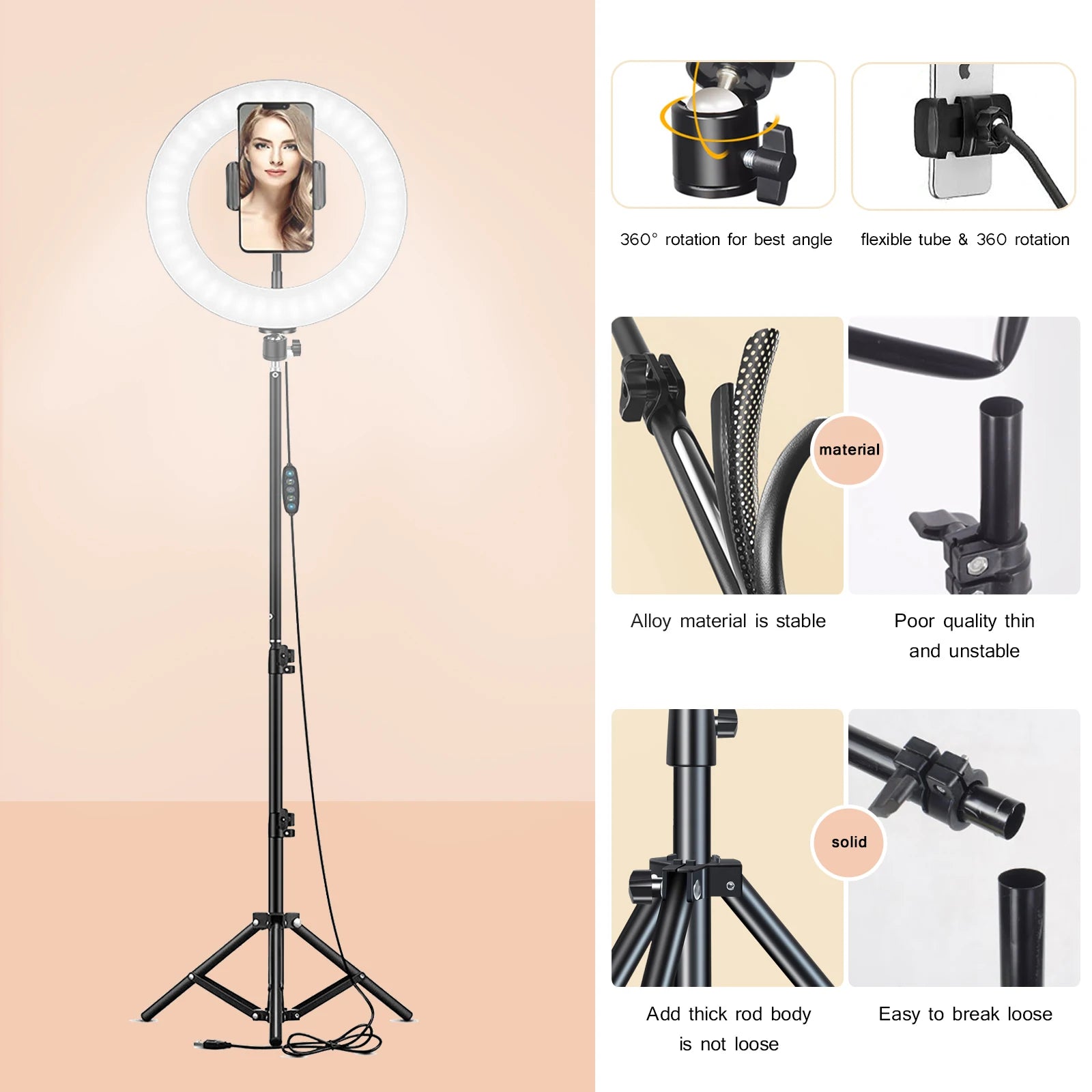 LED Photography Fill Lighting with Tripod Stand Camera Photo Studio Circle Led Selfie Ring Light Phone Lamp Video  Youtube