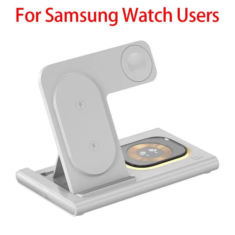 Foldable 3 In 1 Wireless Charger Stand Pad Desktop Fast Charging Station For iPhone 17 16 15 14 13 Samsung Apple Watch Airpods