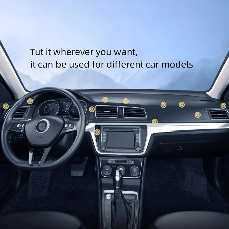 The magnetic dashboard is glued to the car mount for mobile phone navigation