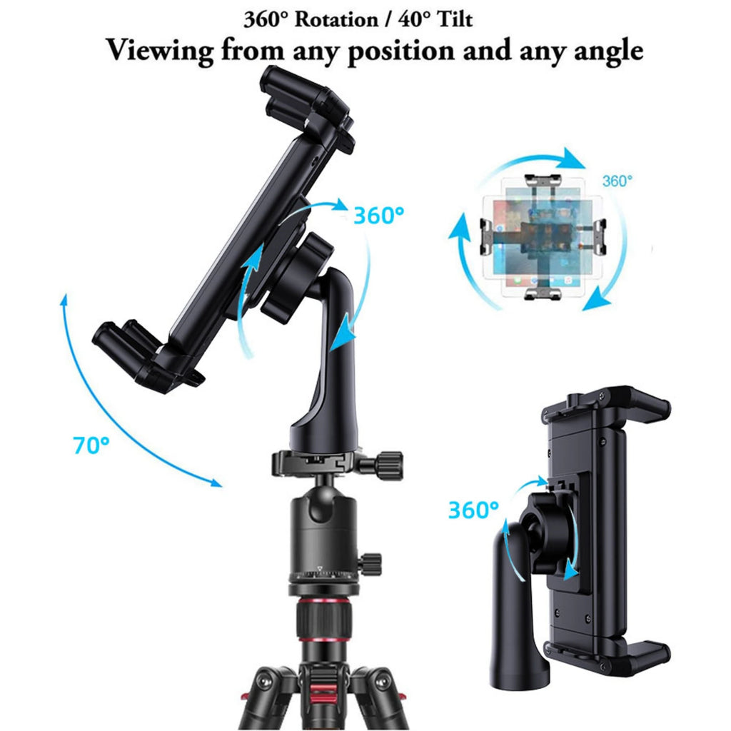 Tripod Mount for Mobile Phones and Tablets, Can Be Used with a Tripod for Video Shooting, Time-lapse Or Live Streaming