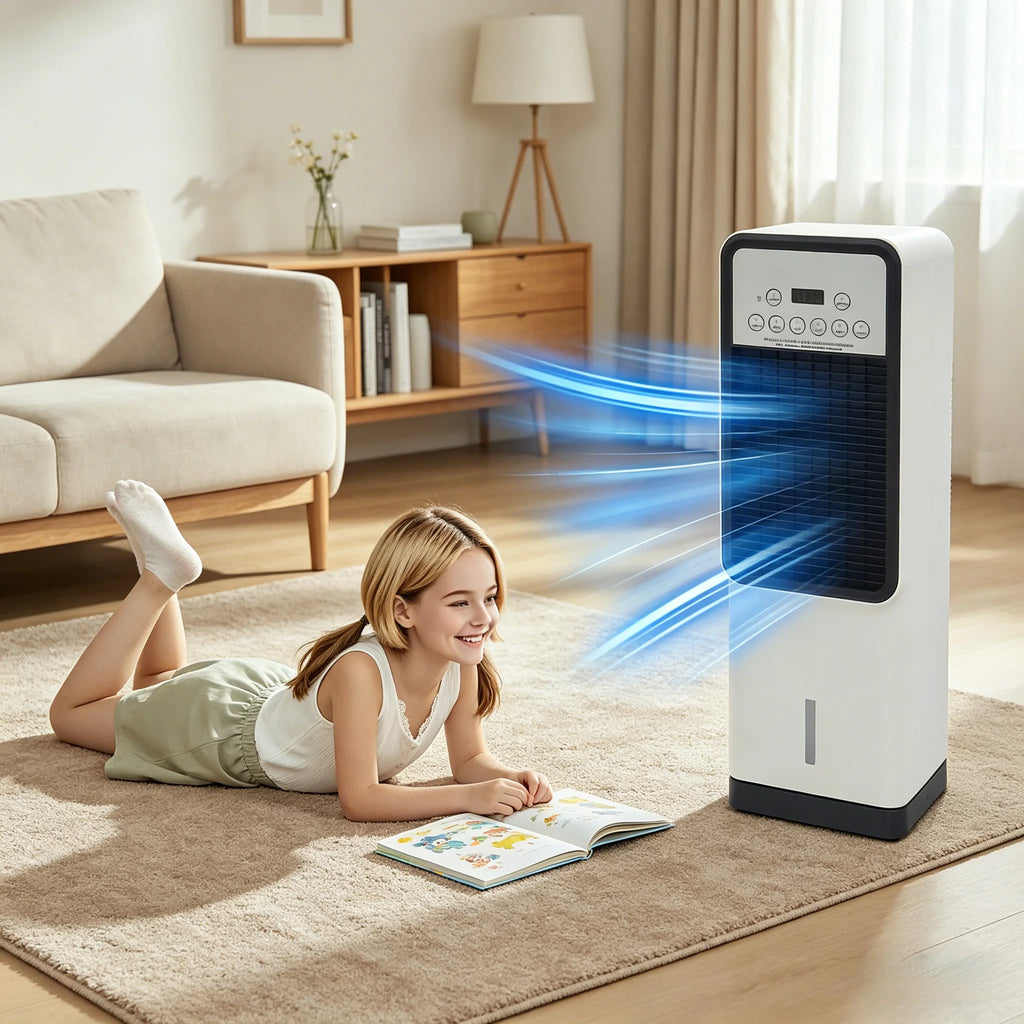 Air Conditioner Fan For Heating and Cooling With Remote Control Standing Fan 3.15L Water Tank Movable EU Standard 23*20*71cm