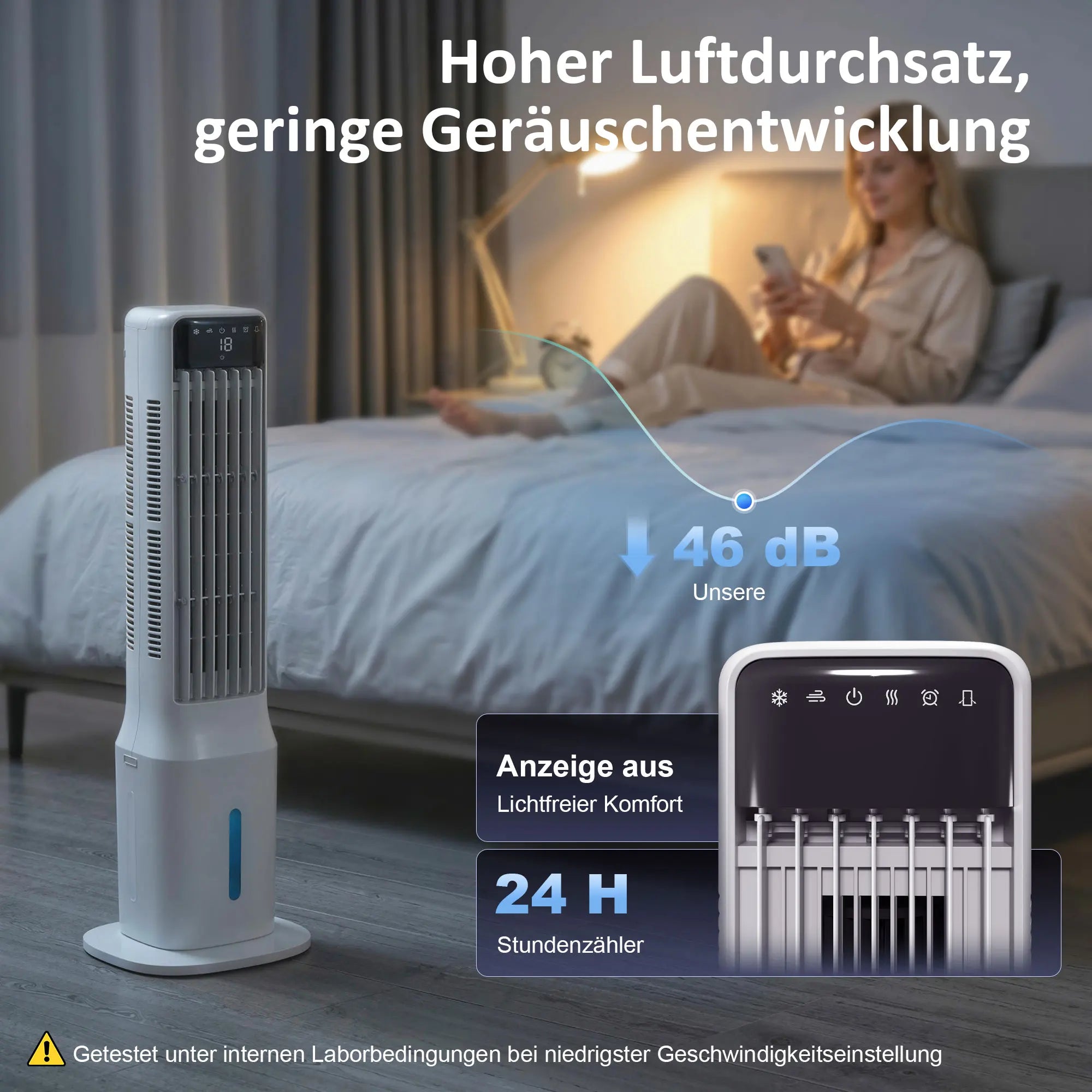 Portable Air cool, 3-in-1 Evaporative Air cool with 9L Water Tank, 48 ° Oscillation, 3 Speeds, 3 Modes, White