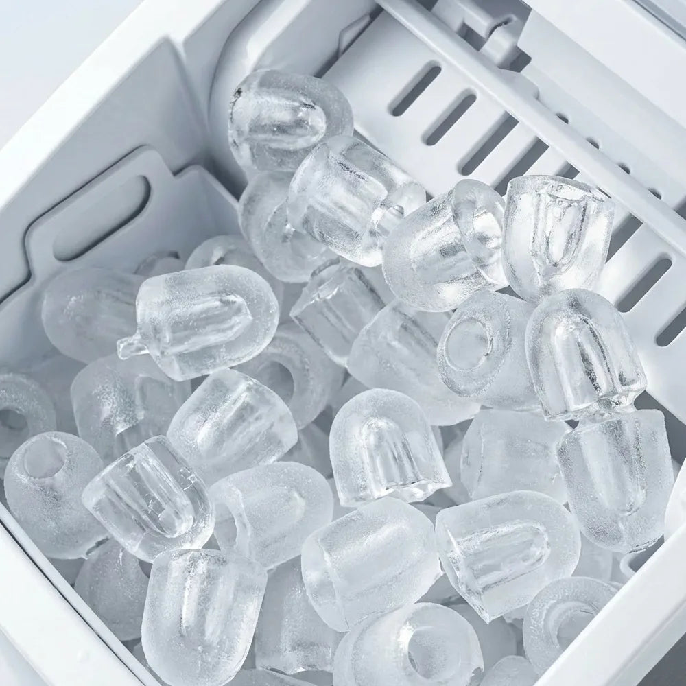 Portable Ice Maker 12kg/24h – Ice Ready in 6 Minutes with Handle