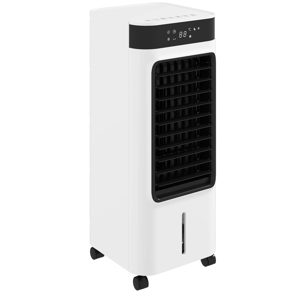 Three-in-one refrigeration, air cooler with fan, evaporative cooler and humidifier, three fan speeds, three modes, 7-liter water tank, 48° rotation function, white