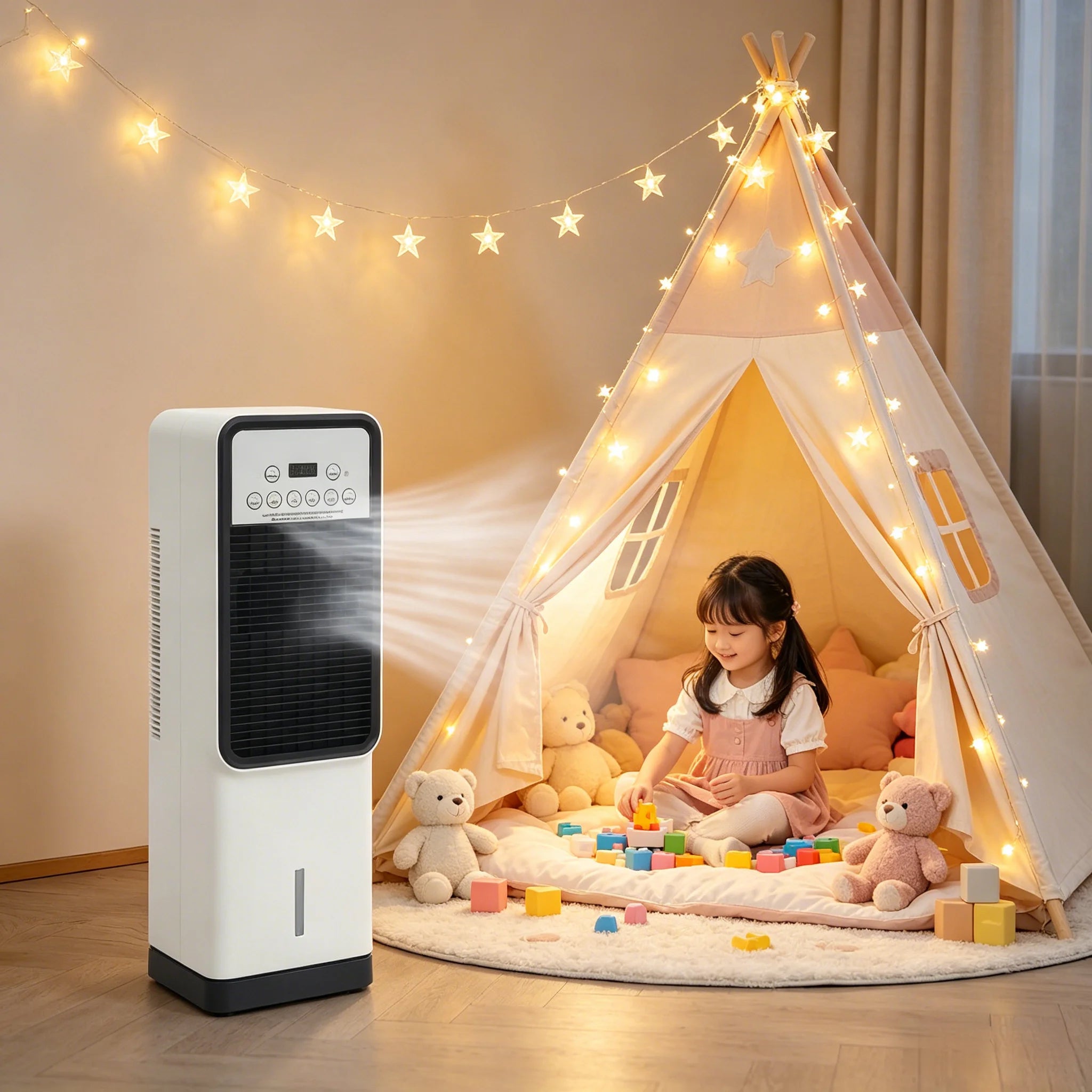 Air Conditioner Fan For Heating and Cooling With Remote Control Standing Fan 3.15L Water Tank Movable EU Standard 23*20*71cm