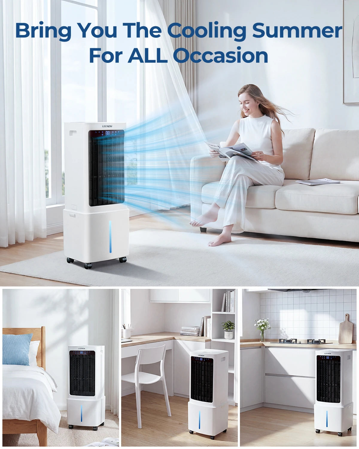 Tower Air Cooler with Remote Control – 9L Tank & 12H Timer
