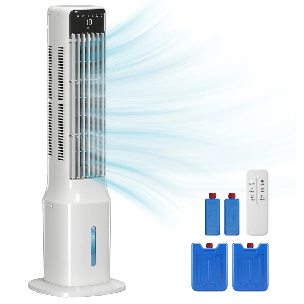 Portable Air cool, 3-in-1 Evaporative Air cool with 9L Water Tank, 48 ° Oscillation, 3 Speeds, 3 Modes, White