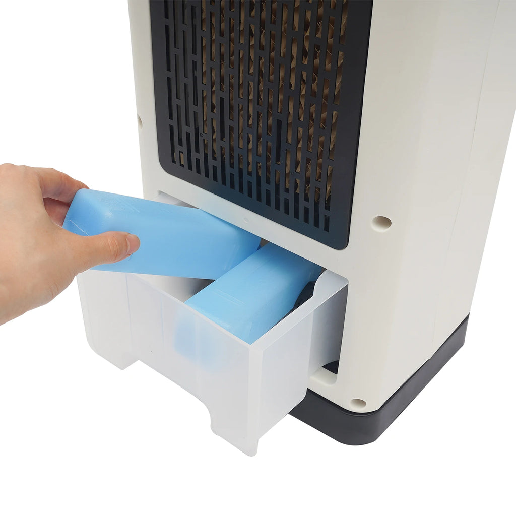 Smart Cooling & Heating Air Conditioner Fan, 3-Speed Ice Pack Cooling + 2-Heating PTC Ceramic, 3.15L Humidifier & Air Purifier