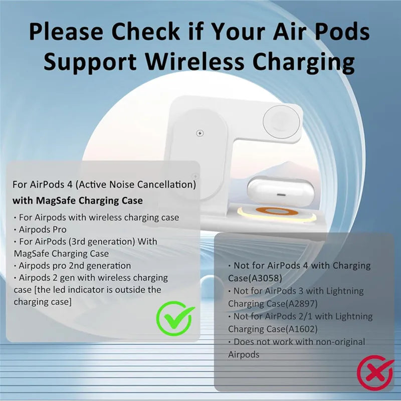 Foldable 3 In 1 Wireless Charger Stand Pad Desktop Fast Charging Station For iPhone 17 16 15 14 13 Samsung Apple Watch Airpods