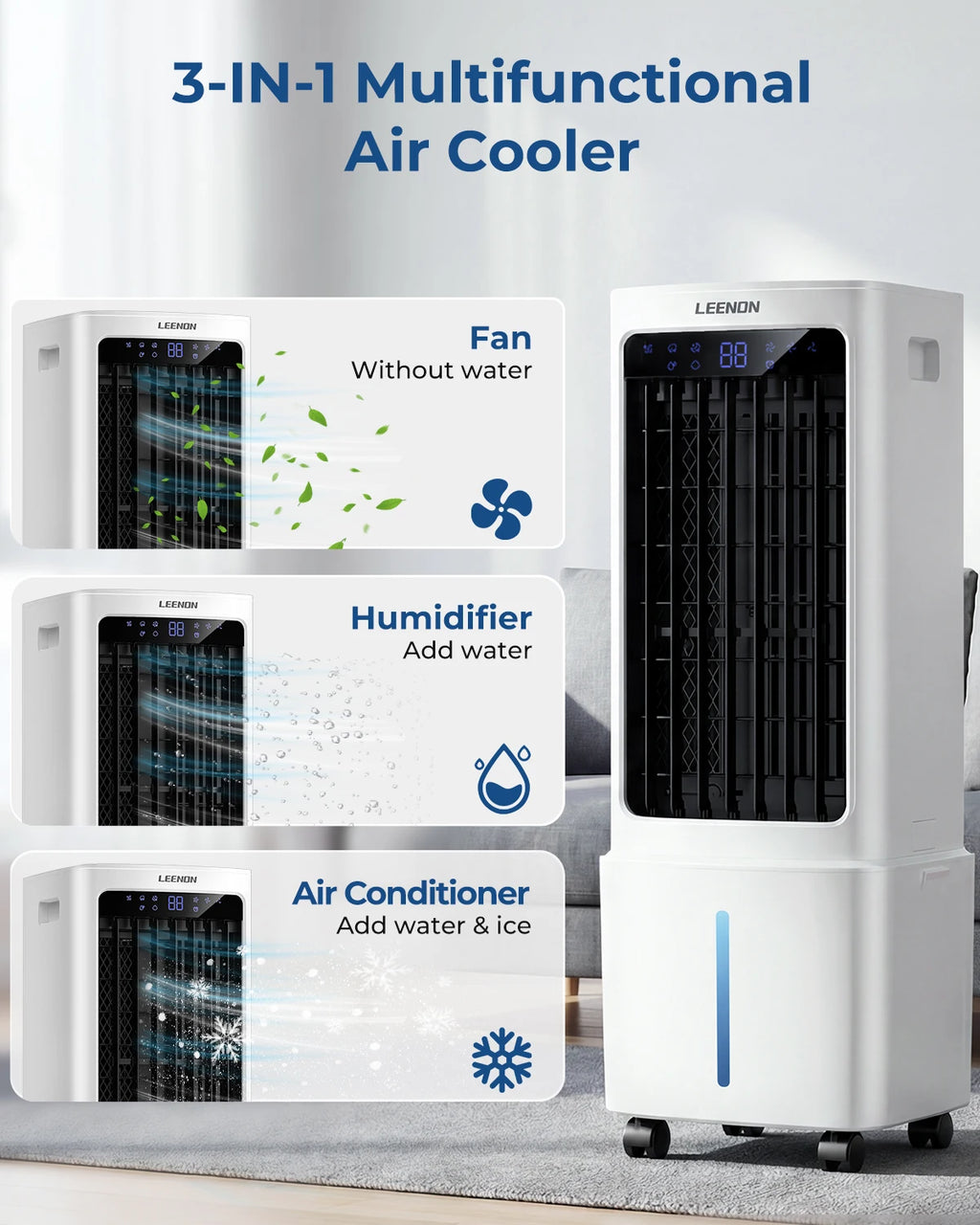 Tower Air Cooler with Remote Control – 9L Tank & 12H Timer