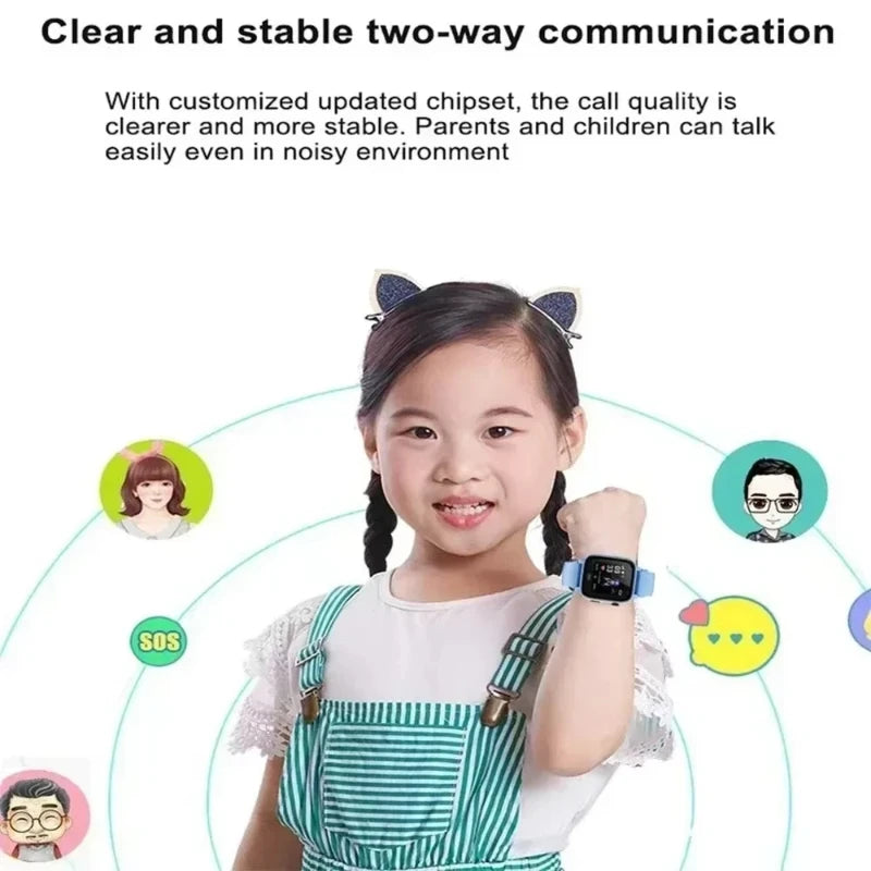 Lenovo Kids Smart Watch SOS Wifi GPS Location Video Call Electronic Watch Card Camera Waterproof School For Boys Girls For Gift
