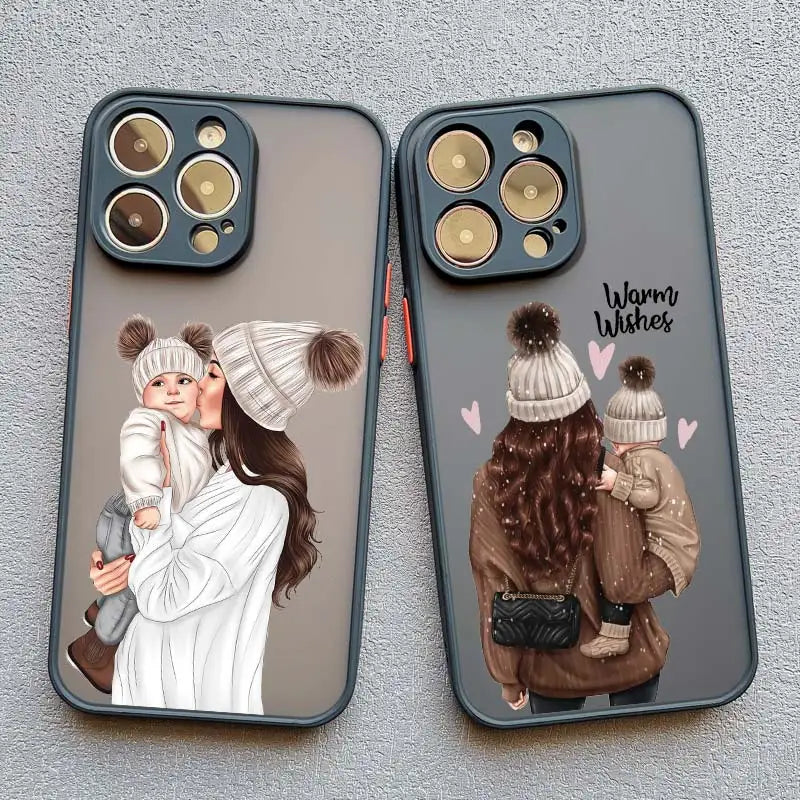 Super Mom Baby Girl Son Phone Case for Iphone 13 12 11 Pro Max Mini 17 16 14 15 Pro Max plus X XS XR 16 15 plus Cartoon Covers