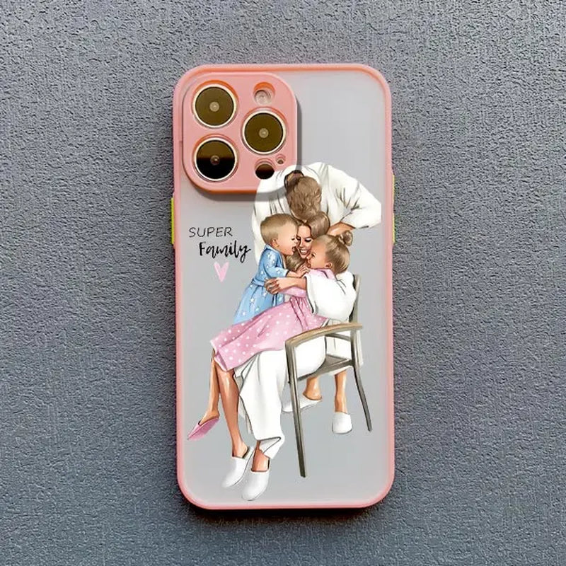 Super Mom Baby Girl Son Phone Case for Iphone 13 12 11 Pro Max Mini 17 16 14 15 Pro Max plus X XS XR 16 15 plus Cartoon Covers