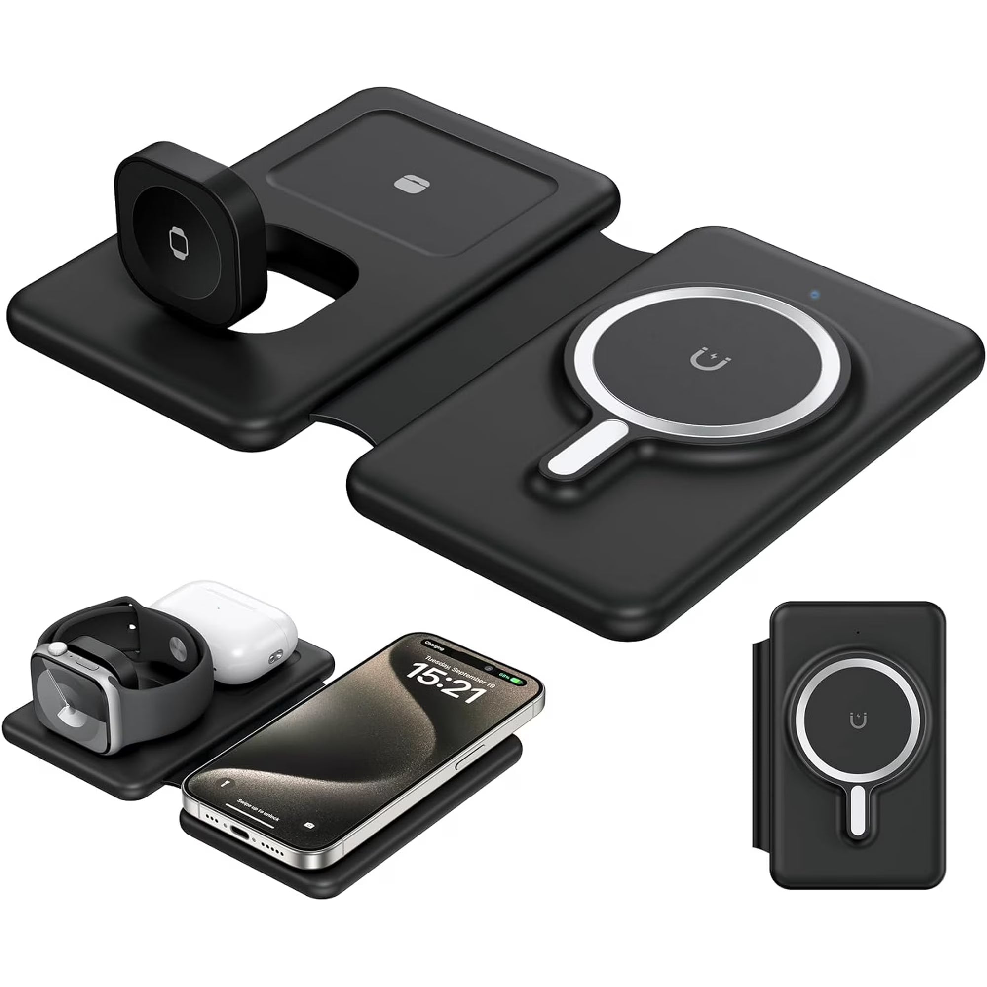 Magnetic Wireless Charger with LED 3-in-1 – iPhone, Apple Watch & AirPods