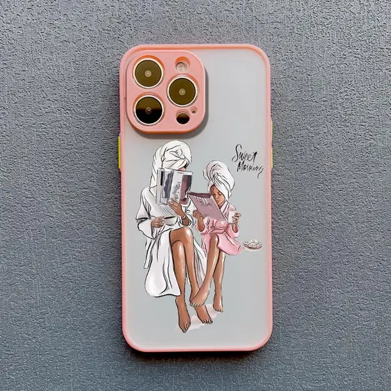 Super Mom Baby Girl Son Phone Case for Iphone 13 12 11 Pro Max Mini 17 16 14 15 Pro Max plus X XS XR 16 15 plus Cartoon Covers