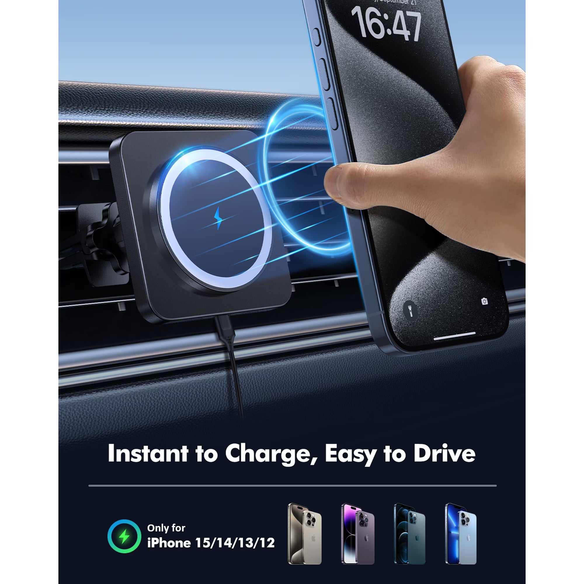 MagSafe Car Charger Mount – Magnetic Grip & Fast Wireless Charging