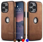 Premium Leather iPhone Case – Shockproof for iPhone 11 to 17 Pro Max
